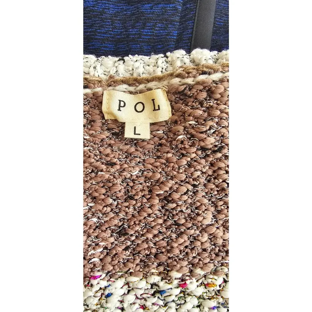 POL Colorblock Long Sleeve V-Neck Oversized Sweater Multicolor Womens Size Large